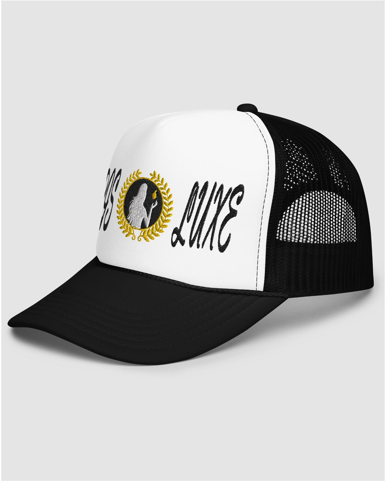 Luxe Premium Trucker Hat - White/Black